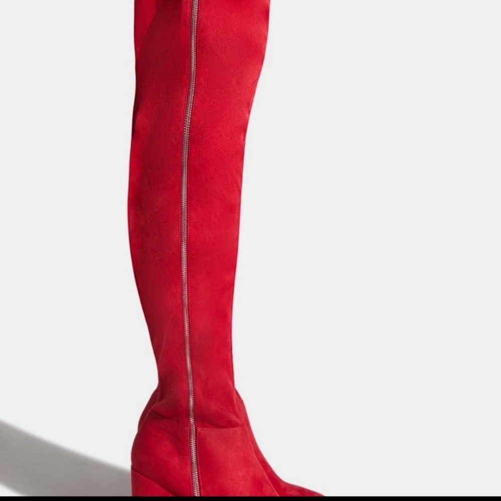 Wide leg Red Thigh High Boots